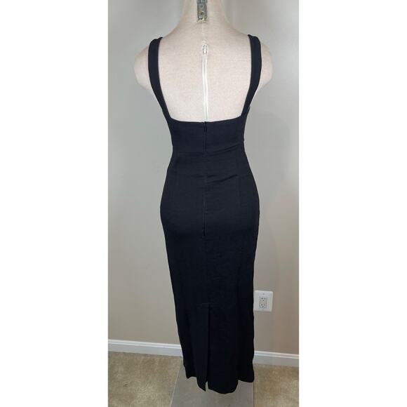 Shona Joy Simone Fitted Cutout Black Midi Dress Size 4 - Picture 4 of 8